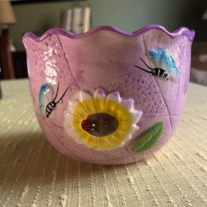 Pink dish with flower